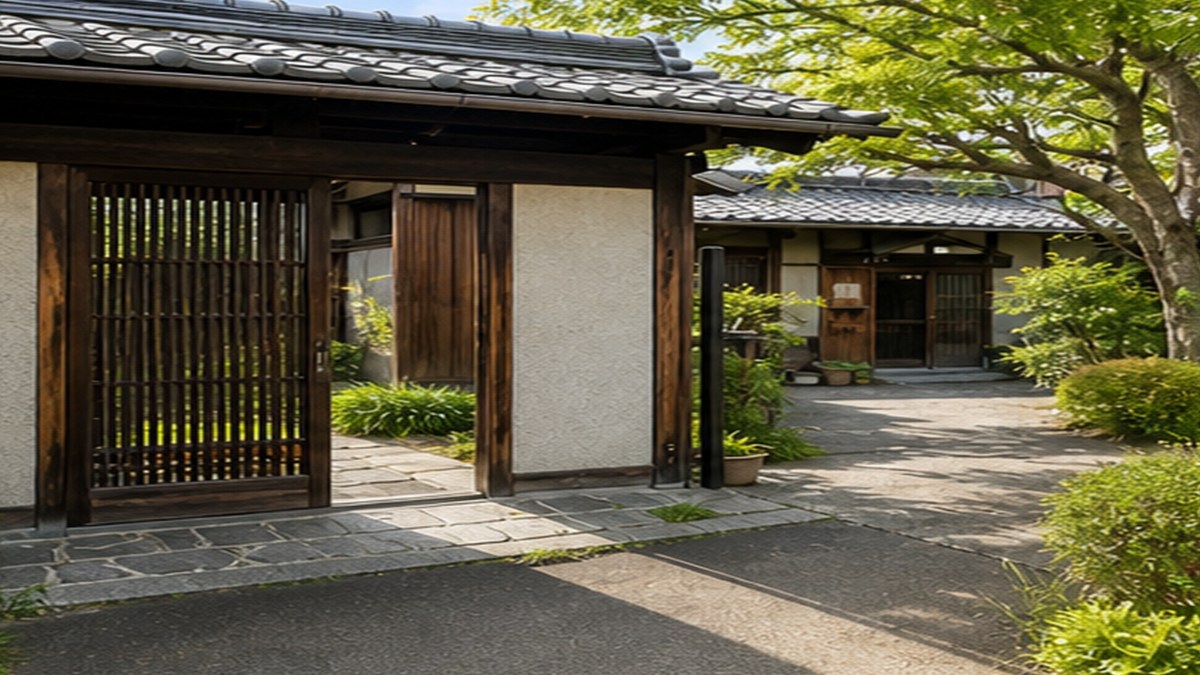 門と石畳のある古い実家のイメージ